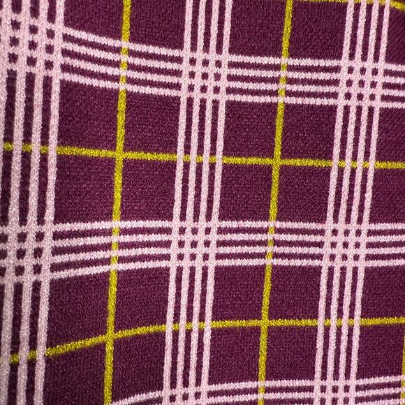Daydreamer Pants Women Medium Burgundy knit Plaid cropped Dark Academia Preppy - Picture 11 of 14